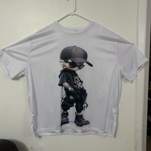 Trendy White Men’s  Tee with Cool Graphic Design